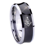 8mm Master Mason Masonic Concave Black Tungsten Carbide Men's Engagement Ring