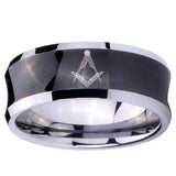 10mm Masonic Concave Black Tungsten Carbide Men's Promise Rings