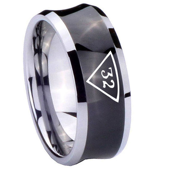 10mm Masonic 32 Triangle Freemason Concave Black Tungsten Carbide Wedding Engraving Ring