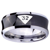 10mm Masonic 32 Triangle Design Freemason Concave Black Tungsten Carbide Wedding Engraving Ring