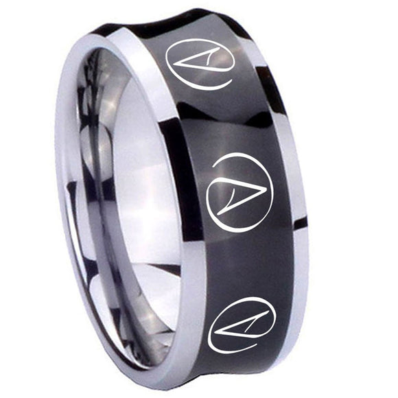 8mm Atheist Design Concave Black Tungsten Mens Anniversary Ring