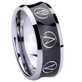 10mm Atheist Design Concave Black Tungsten Mens Promise Ring