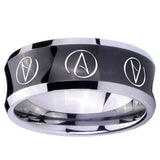 10mm Atheist Design Concave Black Tungsten Mens Promise Ring