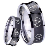 8mm Atheist Design Concave Black Tungsten Mens Anniversary Ring