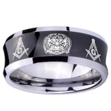 10mm Masonic 32 Design Concave Black Tungsten Carbide Mens Bands Ring