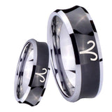 8mm Aries Zodiac Concave Black Tungsten Carbide Men's Engagement Band