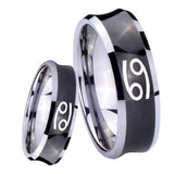 8mm Cancer Horoscope Concave Black Tungsten Carbide Mens Engagement Ring
