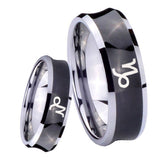 8mm Capricorn Zodiac Concave Black Tungsten Carbide Men's Engagement Ring