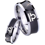 His Hers Libra Horoscope Concave Black Tungsten Mens Ring Personalized Set