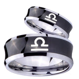 His Hers Libra Horoscope Concave Black Tungsten Mens Ring Personalized Set