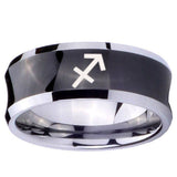 10mm Sagittarius Zodiac Concave Black Tungsten Carbide Rings for Men