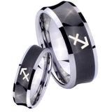 His Hers Sagittarius Zodiac Concave Black Tungsten Men's Wedding Band Set