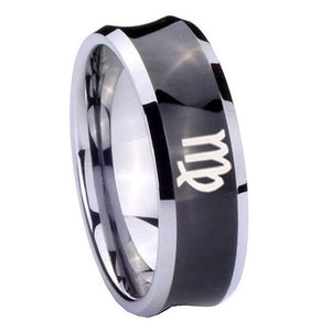 8mm Virgo Zodiac Concave Black Tungsten Carbide Men's Wedding Band