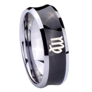 10mm Virgo Zodiac Concave Black Tungsten Carbide Wedding Bands Ring