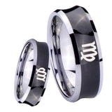 8mm Virgo Zodiac Concave Black Tungsten Carbide Men's Wedding Band