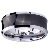 10mm I Love You Concave Black Tungsten Carbide Men's Wedding Ring