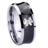 8mm Fireman Concave Black Tungsten Carbide Wedding Engagement Ring