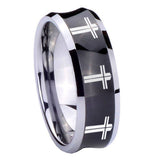 10mm Multiple Christian Cross Concave Black Tungsten Carbide Wedding Bands Ring