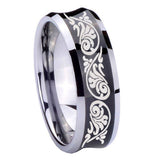 10mm Etched Tribal Pattern Concave Black Tungsten Wedding Engagement Ring