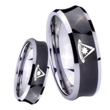 8mm Pester Master Masonic Concave Black Tungsten Carbide Men's Wedding Ring