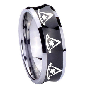 8mm Multiple Pester Master Masonic Concave Black Tungsten Carbide Rings for Men