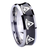 10mm Multiple Pester Master Masonic Concave Black Tungsten Custom Mens Ring