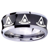 10mm Multiple Pester Master Masonic Concave Black Tungsten Custom Mens Ring