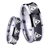 8mm Multiple Pester Master Masonic Concave Black Tungsten Carbide Rings for Men