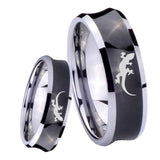 8mm Lizard Concave Black Tungsten Carbide Men's Wedding Ring