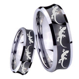 8mm Multiple Lizard Concave Black Tungsten Carbide Wedding Engagement Ring
