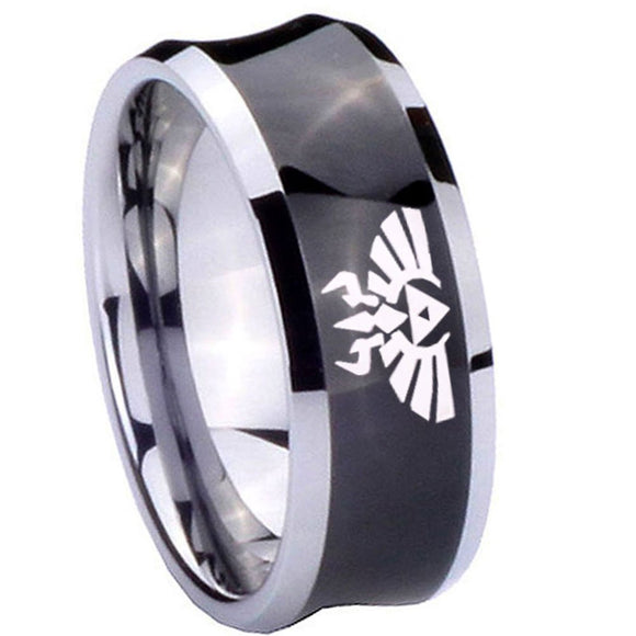 8mm Zelda Skyward Sword Concave Black Tungsten Carbide Men's Wedding Ring