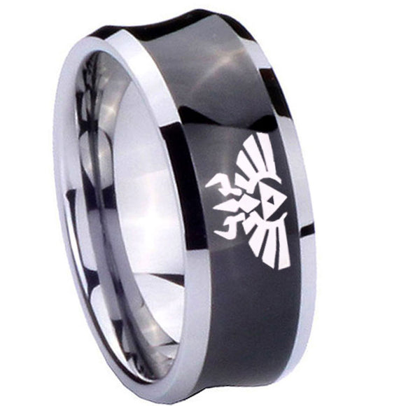 10mm Zelda Skyward Sword Concave Black Tungsten Carbide Wedding Engraving Ring