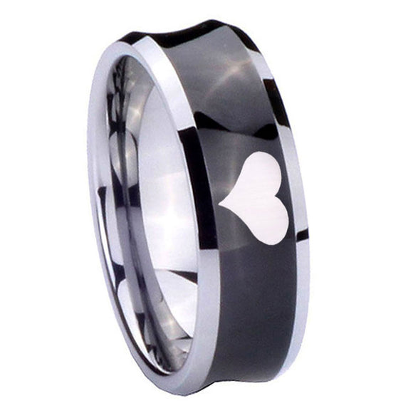 10mm Heart Concave Black Tungsten Carbide Wedding Engraving Ring