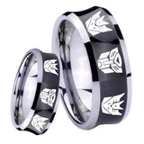 8mm Transformers Autobot Decepticon Concave Black Tungsten Carbide Anniversary Ring