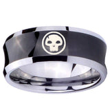 10mm Skull Concave Black Tungsten Carbide Mens Engagement Band
