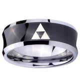10mm Zelda Triforce Concave Black Tungsten Carbide Bands Ring
