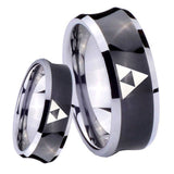 8mm Zelda Triforce Concave Black Tungsten Carbide Promise Ring