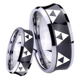8mm Multiple Zelda Triforce Concave Black Tungsten Carbide Rings for Men
