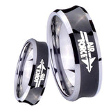 8MM Black Concave Air Force Two Tone Tungsten Carbide Laser Engraved Ring