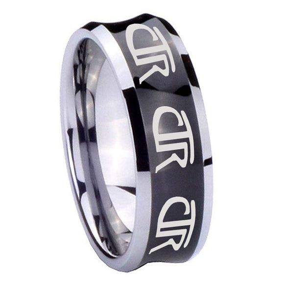 8mm Multiple CTR Concave Black Tungsten Carbide Wedding Bands Ring
