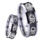 8mm Multiple CTR Concave Black Tungsten Carbide Wedding Bands Ring
