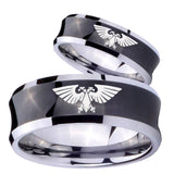 Bride and Groom Aquila Concave Black Tungsten Carbide Bands Ring Set