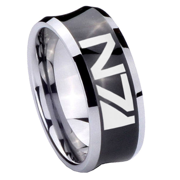 10mm N7 Design Concave Black Tungsten Carbide Men's Engagement Band