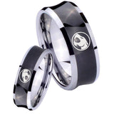 Bride and Groom Thundercat Concave Black Tungsten Custom Ring for Men Set