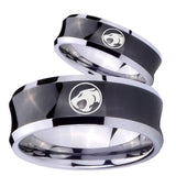 Bride and Groom Thundercat Concave Black Tungsten Custom Ring for Men Set