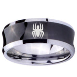 10mm Spiderman Concave Black Tungsten Carbide Mens Engagement Ring