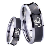 8mm Monarch Concave Black Tungsten Carbide Mens Promise Ring