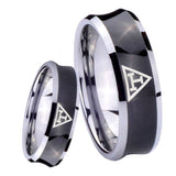 8mm Masonic Triple Concave Black Tungsten Carbide Custom Mens Ring