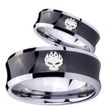 Bride and Groom Offspring Concave Black Tungsten Mens Anniversary Ring Set