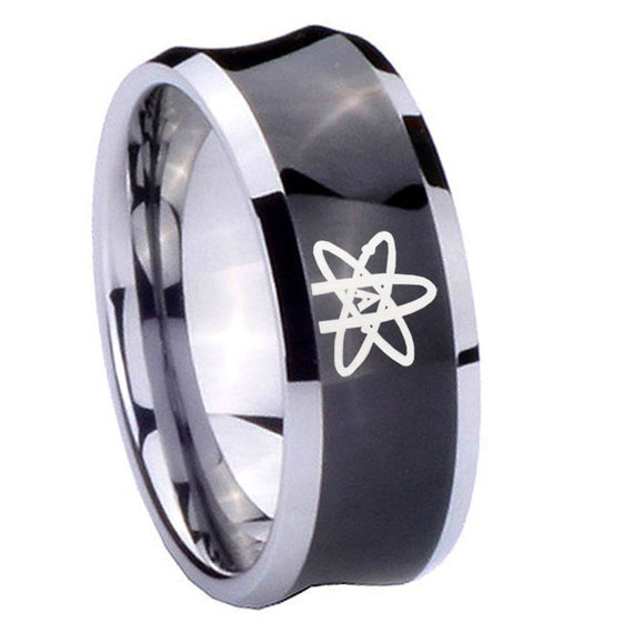 10mm American Atheist Concave Black Tungsten Carbide Men's Engagement Ring